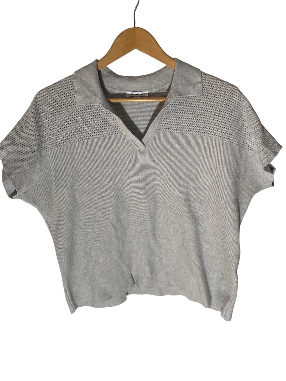 D1- Milano Light Gray Open-Knit Polo Tunic